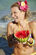 woman with watermelon cocktail