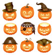 Set of Halloween pumpkins Jack O'Lantern