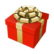 Gift box with gold bow isolated on white Gift box with gold bow isolated on white
