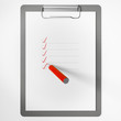 Klemmbrett mit Checkliste und Stift