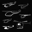 Helicopter - isolated vector icons Helicopter - isolated vector icons