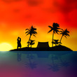 sun goes down on island