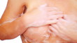 Closeup of woman washing her beautiful curves