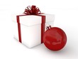 3d Rendering Geschenk mit Christbaumkugel 3d Rendering Geschenk mit Christbaumkugel