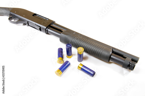 Photo: Law enforcement tactical shotgun with shells Law enforcement tactical shotgun with shells