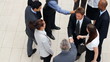 High angle view of multi ethnic business people