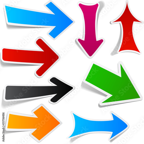 Vektor: Color arrows sticker set. Color arrows sticker set.