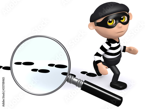 Illustration: 3d Burglar is being tracked! 3d Burglar is being tracked!