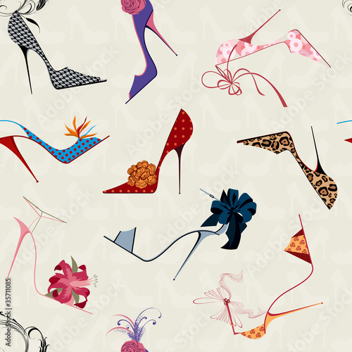 Vector: Seamless pattern with women's high heels Seamless pattern with women's high heels