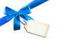 Blaue Schleife mit Label