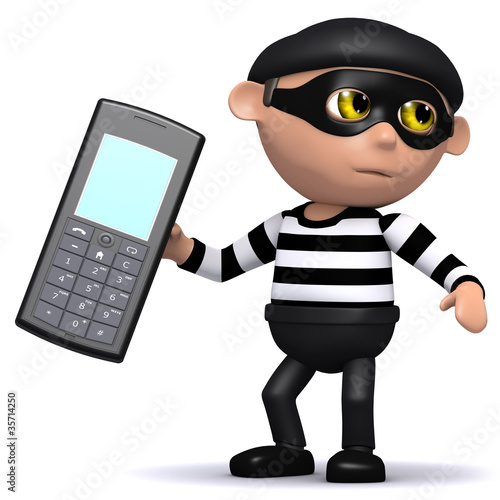 Illustration: 3d Burglar has stolen your cell phone! 3d Burglar has stolen your cell phone!