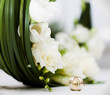 wedding bouquet and rings
