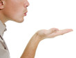 A man sends a air kiss.