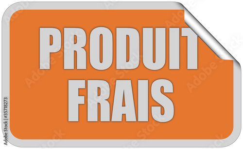 Illustration: Sticker orange eckig curl oben PRODUIT FRAIS Sticker orange eckig curl oben PRODUIT FRAIS