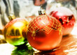 Christmas-tree decorations. One red ball is in focus. Christmas-tree decorations. One red ball is in focus.