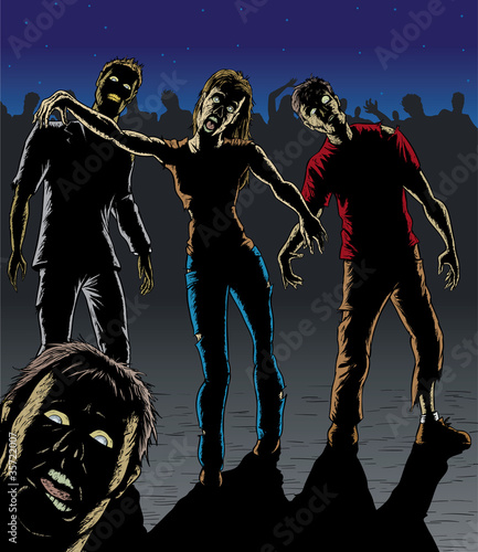 Vector: A horde of hungry zombies. A horde of hungry zombies.