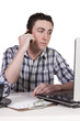 Businessman at His Desk Working Businessman at His Desk Working