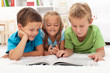 Kids practice reading together