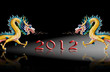 Dragon statue with 2012 number and black background Dragon statue with 2012 number and black background
