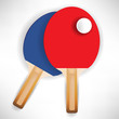 red and blue ping pong rockets with ball