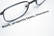 Rent, property taxes, insurance