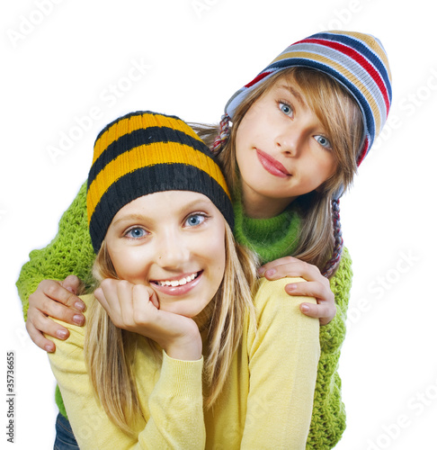 Photo: Beautiful Teen Girls over white Beautiful Teen Girls over white