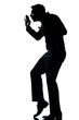 silhouette man walking tiptoe quietly full length