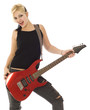 Rocking woman with red guitar