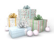 3d Rendering Geschenk mit Christbaumkugel Weihnachtsmuster