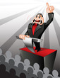 Politician holding speech and trying to manipulate