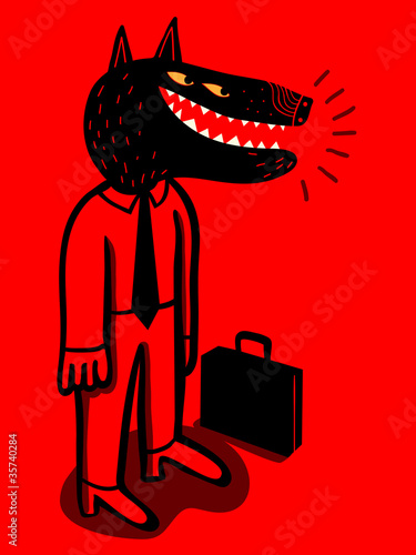 Vector: wolf head businessman wolf head businessman