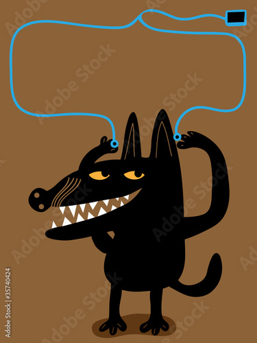 Vector: Dog, earphones and mp3 player Dog, earphones and mp3 player