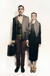 Young couple theater actors in a retro style