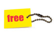 Yellow tag with chain showing free Yellow tag with chain showing free