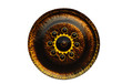 big black gong in thai temple on white background