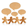 Social Network, Paper Human with Blank Speech Bubbles on white b