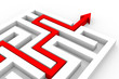 Red arrow going through the maze.