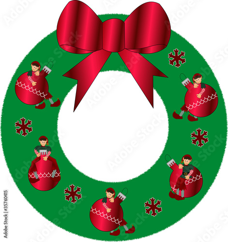 Vector: Crowd with elf ornament Crowd with elf ornament