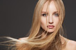 Woman model with flying hair. Shiny long health hairstyle Woman model with flying hair. Shiny long health hairstyle