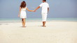 Portrait of romantic couple walking on the beach