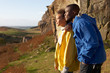 Young couple on country walk
