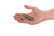 well shaped hand with an USB flash isolated over white