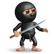 3d Ninja Stands ready with his Katana blade