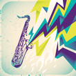 Modish banner with saxophone.