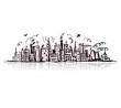 Industrial cityscape, sketch drawing for your design