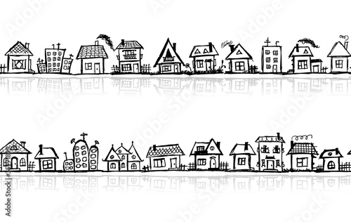 Vector: Cityscape sketch, seamless wallpaper for your design Cityscape sketch, seamless wallpaper for your design