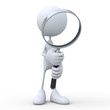 3d human and magnifying glass