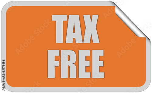 Illustration: Sticker orange eckig curl oben TAX FREE Sticker orange eckig curl oben TAX FREE