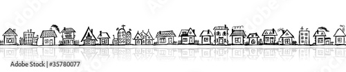 Vector: Cityscape sketch, seamless wallpaper for your design Cityscape sketch, seamless wallpaper for your design