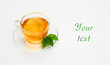 tea in cup with leaf mint tea in cup with leaf mint